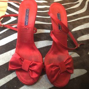 Ralph Lauren Collection Satin Bow Sandals Sz 10